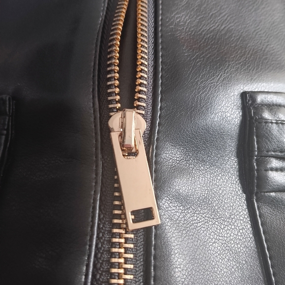 7 For All Mankind Moto Biker Faux Leather Vest Houndstooth Panel Zip Front M - Picture 7 of 10